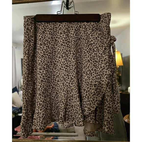 ABERCROMBIE & FITCH TAN/BROWN & BLACK CHEETAH PRINT‎ SKIRT W BELT SZ M - Picture 2 of 7